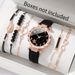 Men's Watches Ladies Watch New Style Ladies Casual Watch Light Luxury Diamond Starfish Pattern Dial Belt Quartz Watch Beaded Bracelet Set_voghion.com