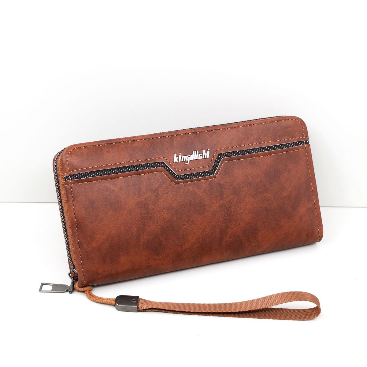 Portafoglio porta carte da uomo, lungo, casual, da lavoro, con cerniera, grande capacità, multi-slot per carte, porta cellulare_voghion.com