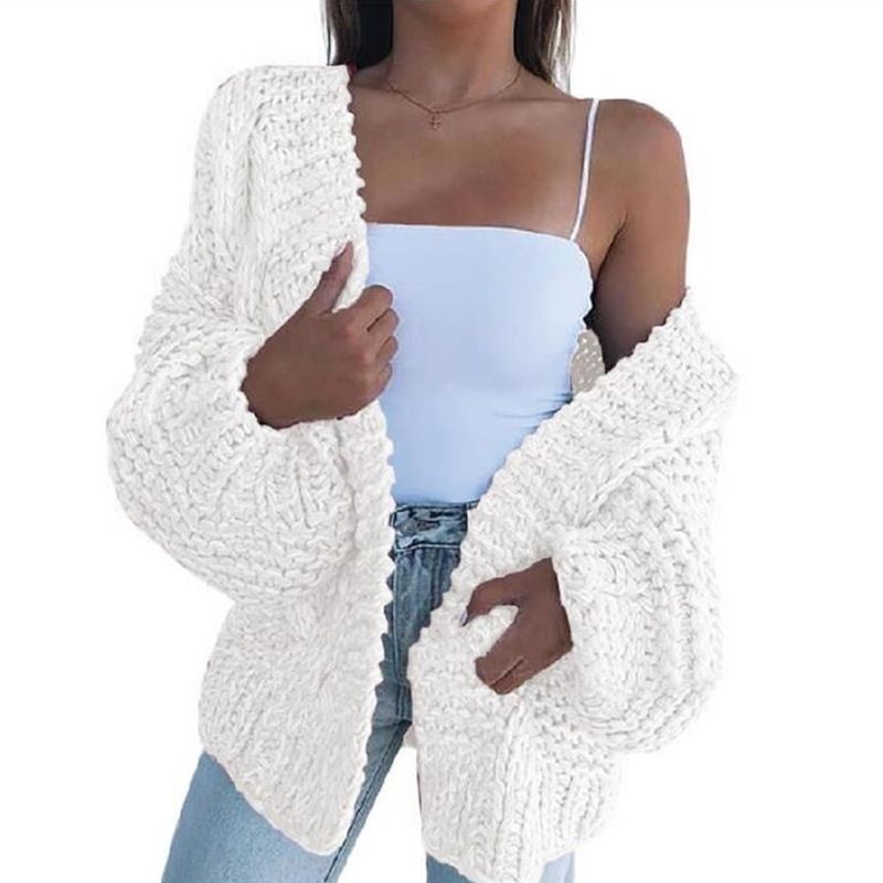 Women's fashion mohair sweater casual cardigan warm coat_voghion.com