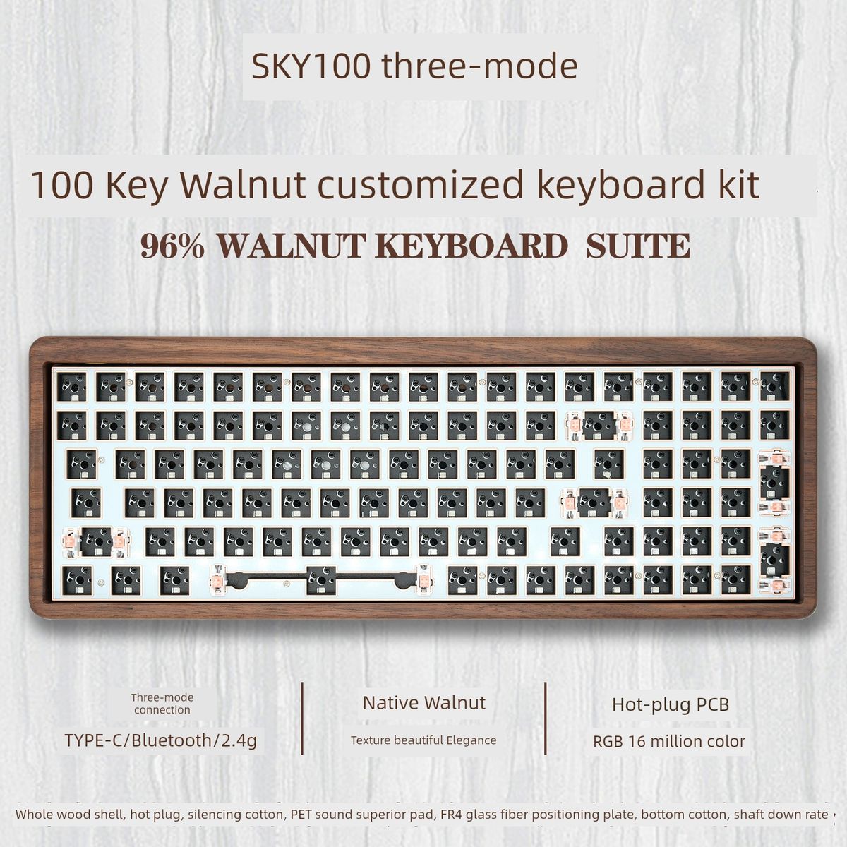 Tastiera Nical con luce RGB cablata Walnut Shell_voghion.com