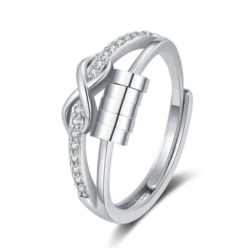 Drehring „Infinite Love“ 8-förmiger mikroeingelegter Zirkonia Advanced Sense Anxiety Transfer Bead Zeigefingerring_voghion.com