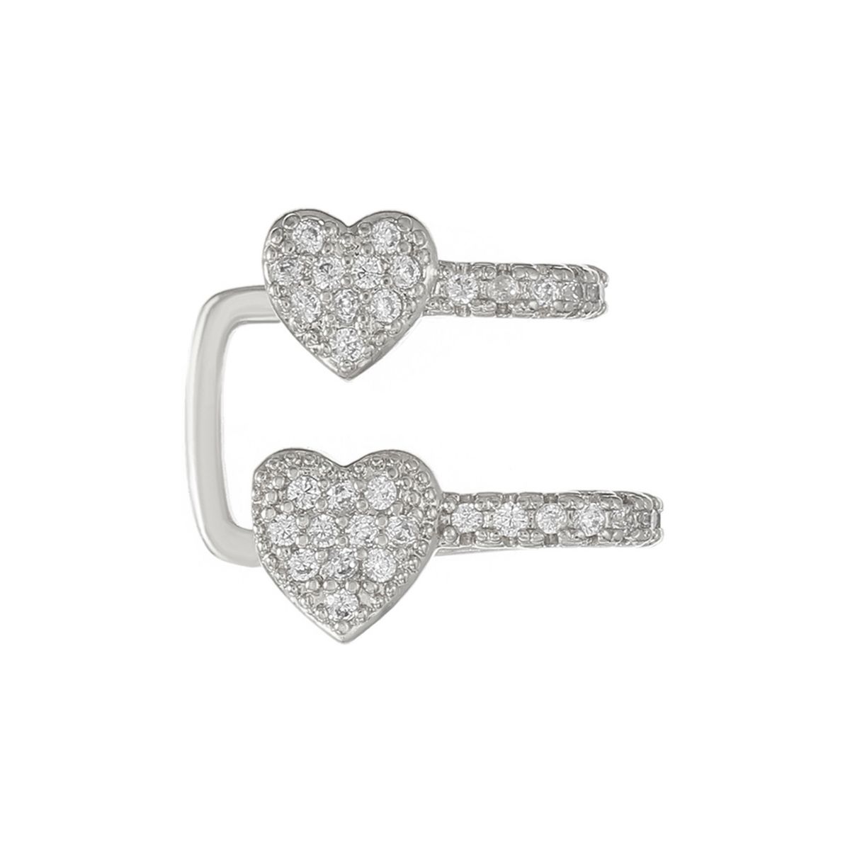 Full Diamond Heart Cuff Non-Pierced Earrings New High-End Ins Niche Minimalist Style Hot Girl Ear Jewelry_voghion.com