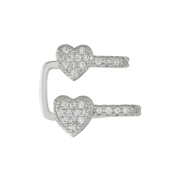 Full Diamond Heart Cuff Non-Pierced Earrings New High-End Ins Niche Minimalist Style Hot Girl Ear Jewelry_voghion.com