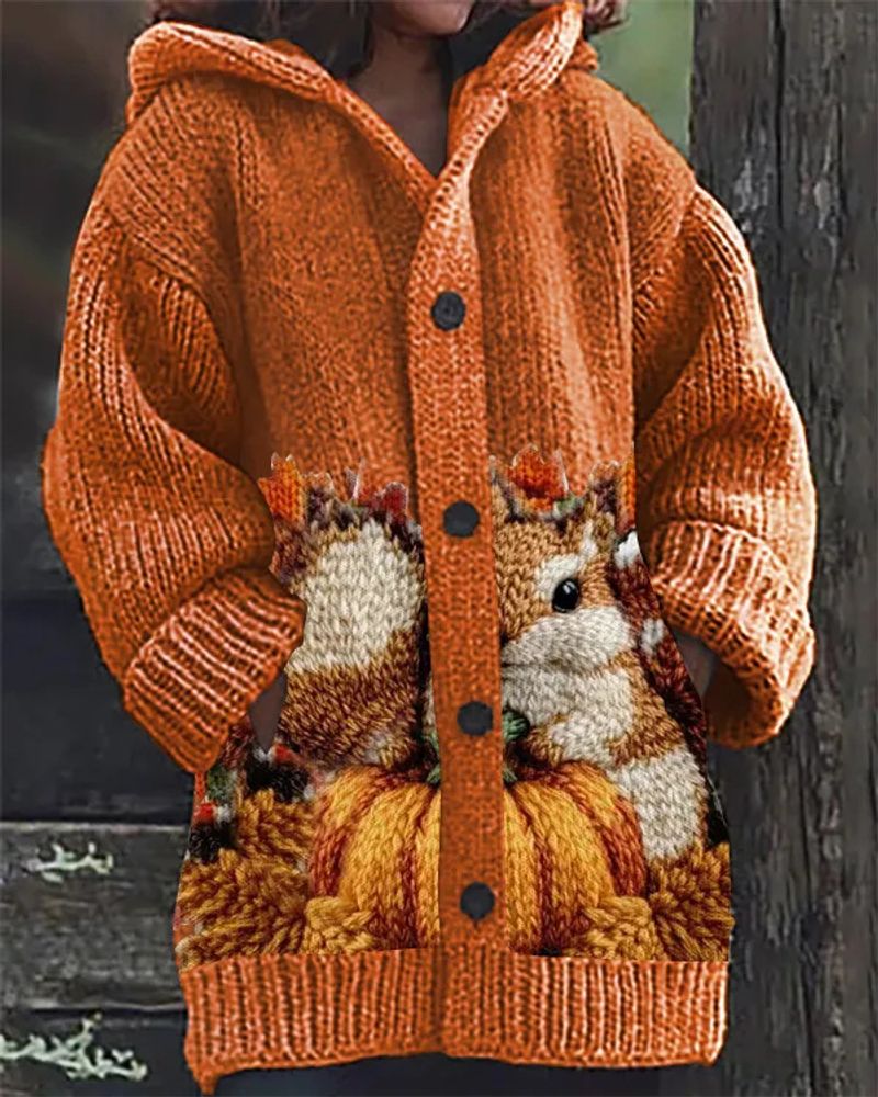 Cardigan à capuche surdimensionné et confortable en maille torsadée – Pull rétro chic pour femme et homme, mélange de polyester doux, imprimé 3D, plusieurs couleurs et tailles_voghion.com