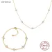 CCFJOYAS 100% Sterling Sier Piccolo Fresco Cinque Fiori Zircone Collana Bracciale Semplice Stile Coreano Gypsophila Gioielli Set_voghion.com