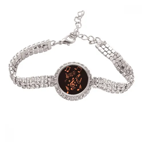 Musical Notation Black Tennis Chain Anklet Bracelet Dia Jewelry_voghion.com