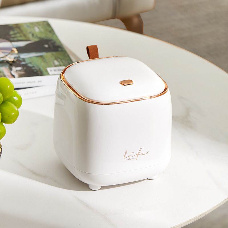 ​​Elegant Press-Top Desktop Trash Can – Diamond-Accented & Plain Versions (Lightweight Plastic, 0.3kg, Round Shape, Commercial Use)​_voghion.com