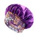Ethnic style printed elastic wide brimmed satin sleeping cap beauty perm cap_voghion.com