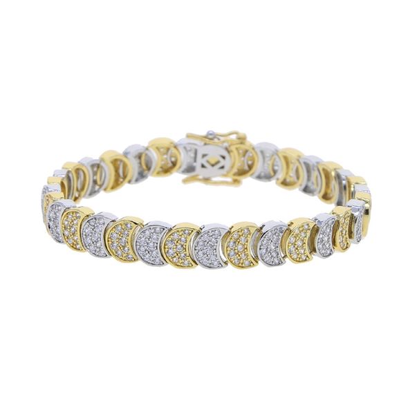 Set di collana e bracciale da donna con zirconi a forma di luna, elegante e brillante stile boho minimalista, catena a strati bicolore in argento e oro, regalo per lei_voghion.com