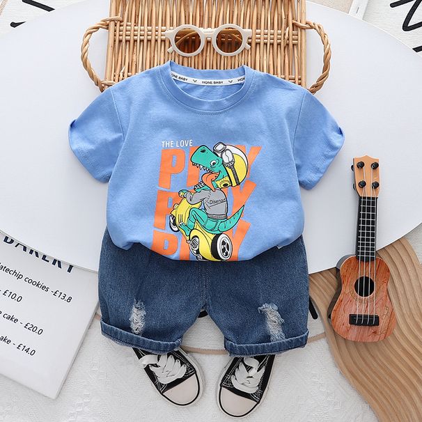2024 New Boys and Girls Summer Children's Fashionable Short sleeved Two piece Set Trendy 1-5_voghion.com