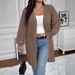 Oversized Longline Cardigan With Pockets – Relaxed V-Neck Open Front Knit Coat (Beige, Black, Brown, 0XL-3XL)_voghion.com