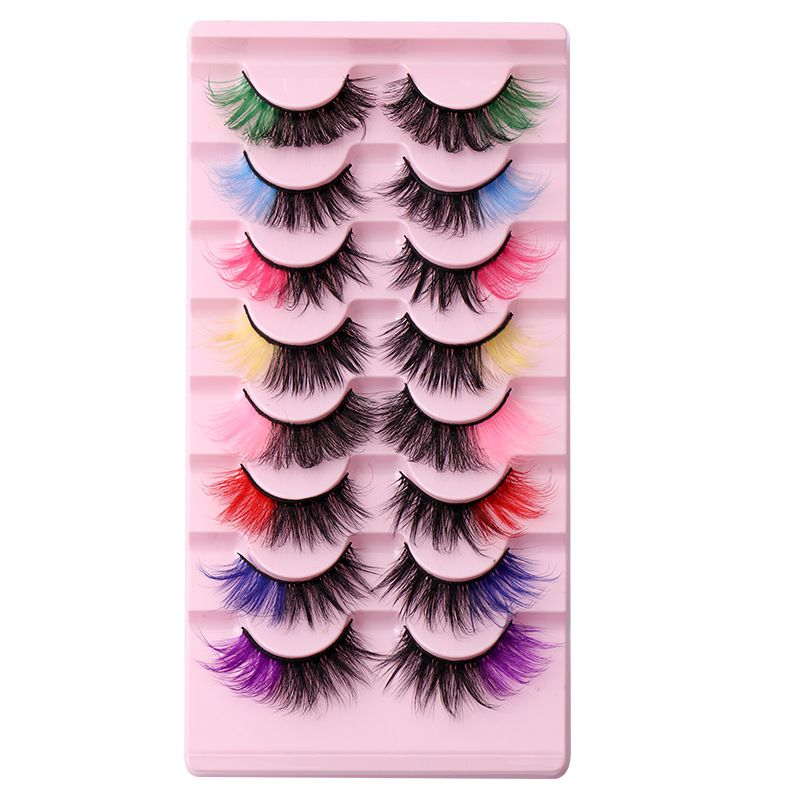 False Eyelashes 8 Pairs Of Colored False Eyelashes Curled Natural Mink Eyelashes Stage Makeup Performance False Eyelashes_voghion.com