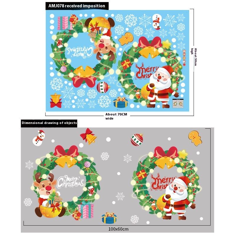 Christmas decoration sliding doors, glass windows, static stickers, flower garlands, cartoon stickers_voghion.com