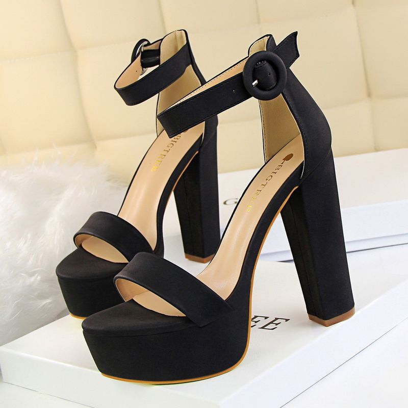 Dikke hak, ultrahoge hoge hakken, platform open teen sandalen met riemgesp, sexy nachtclub in Europese en Amerikaanse stijl_voghion.com