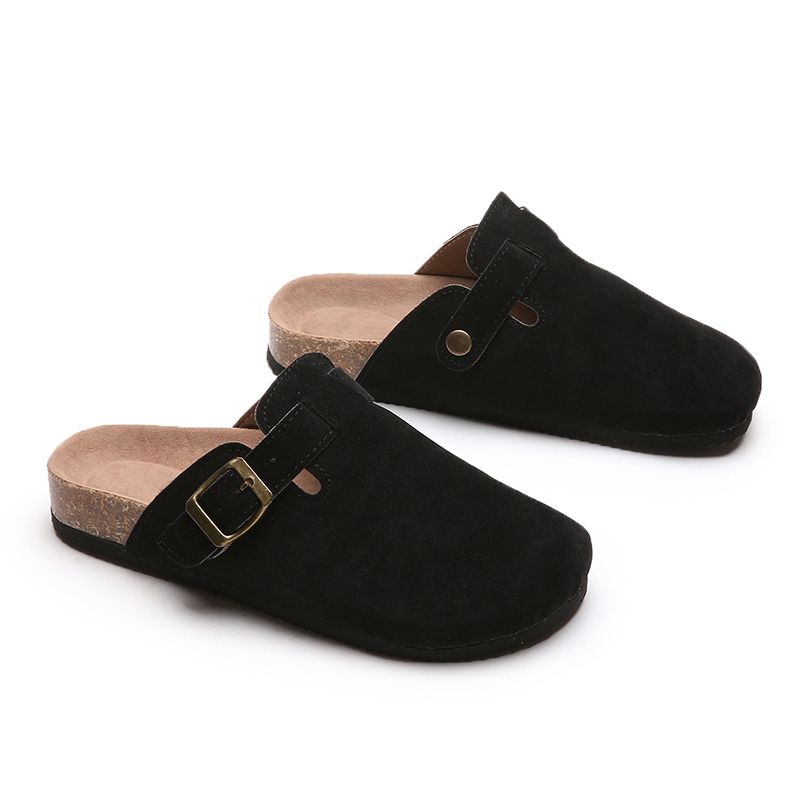 2024 Nei Boston Clog Pantoffelen fir Fraen, Korkfouss-Sandale fir Männer, a Mule-Sandalen aus Veloursleder fir Fraen mat Schleife-Ënnerstëtzung um Strand_voghion.com