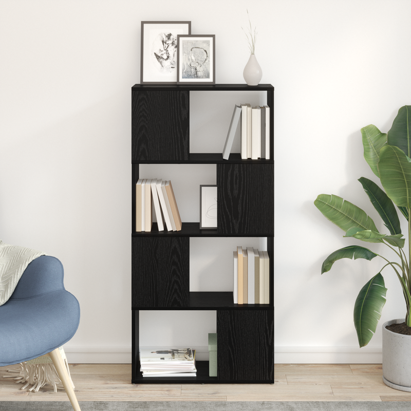 Regal Schwarze Eiche Holzwerkstoff 60 x 24 x 124 cm_voghion.com