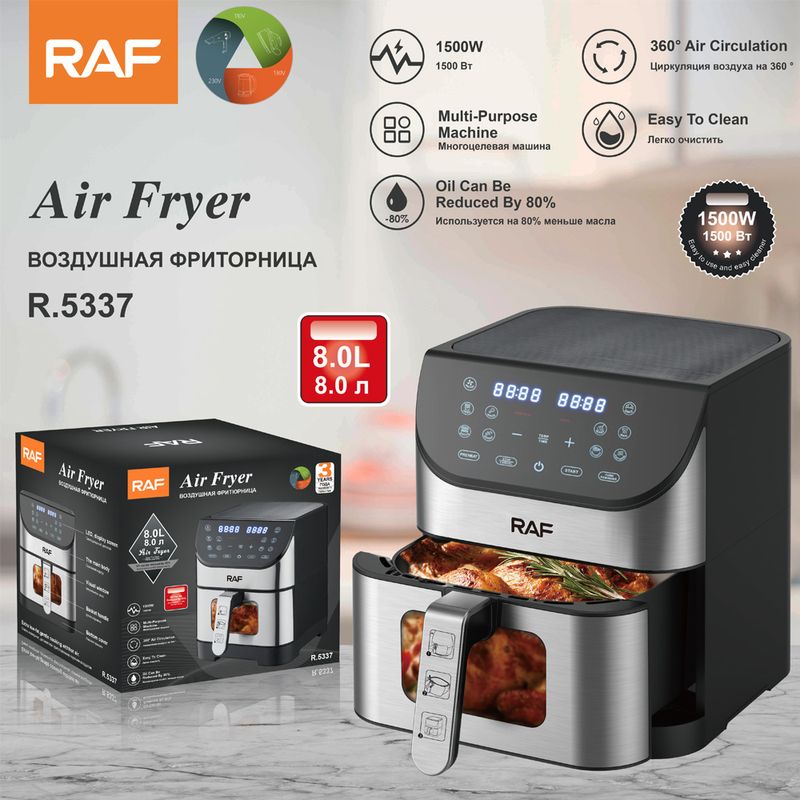 RAF EU Standard Cross-Border Visible Air LCD Touch Home Multi-Function Electric Fryer 8L Large Capacity_voghion.com