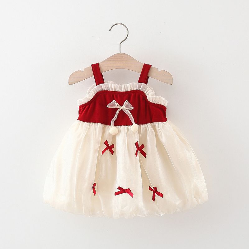 Baby Rotes Kleid Baby Mädchen Süße Schleife Chiffon Kleid Kinder Geburtstag Party Kleid_voghion.com