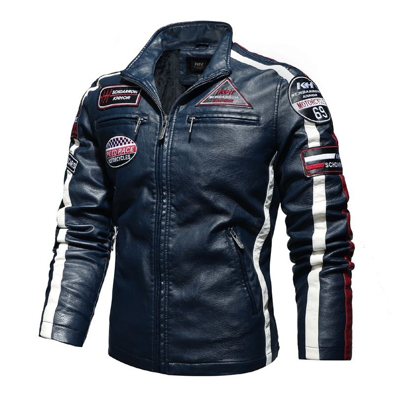 Herren Vintage Motorrad Jacke 2021 Männer Mode Neue Biker Leder Jacke Männlichen Stickerei Bomber Mantel Winter Fleece Pu Mantel_voghion.com
