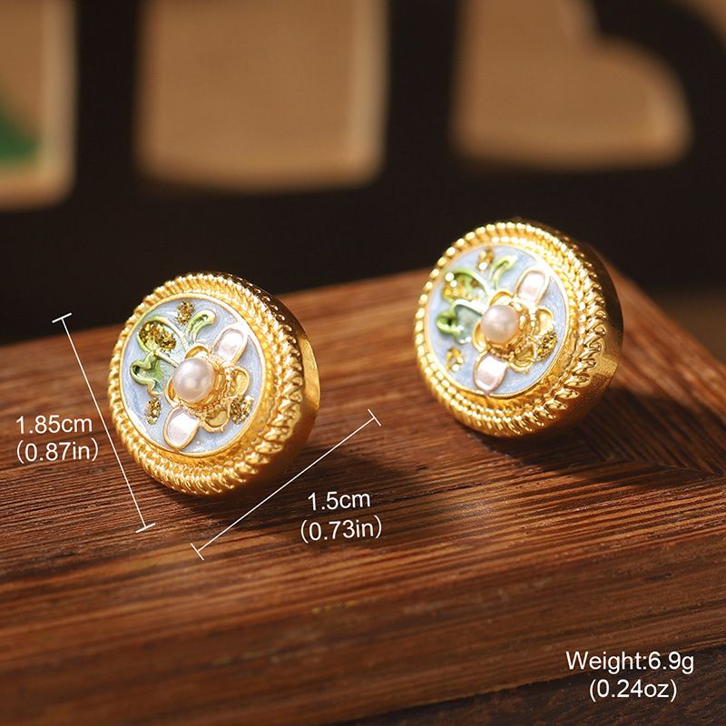New Chinese Monet Garden Original Baroque Pearl Earrings Dreamy Flower Temperament New Fashion Women's Earrings_voghion.com
