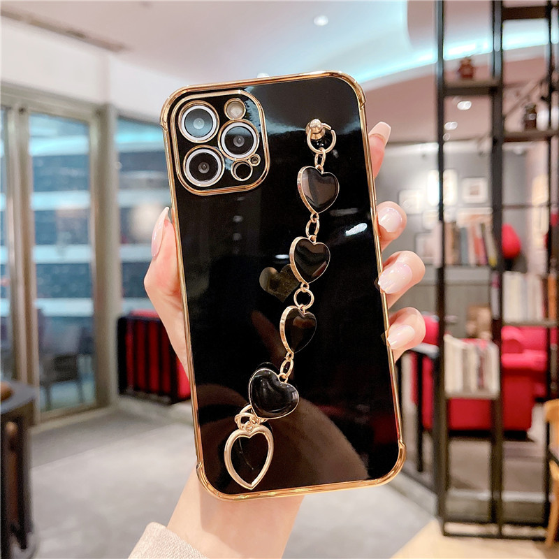 Heart Wristband měkké silikonové pouzdro na telefon pro Xiaomi Redmi Note 10 pro 10s pokovování Zadní kryt Redmi Note 8 7 note9 9t 9A _voghion.com