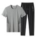 Men's Clothing Ice Cooling Sports Leisure Ice Silk Suit Men's Set_voghion.com