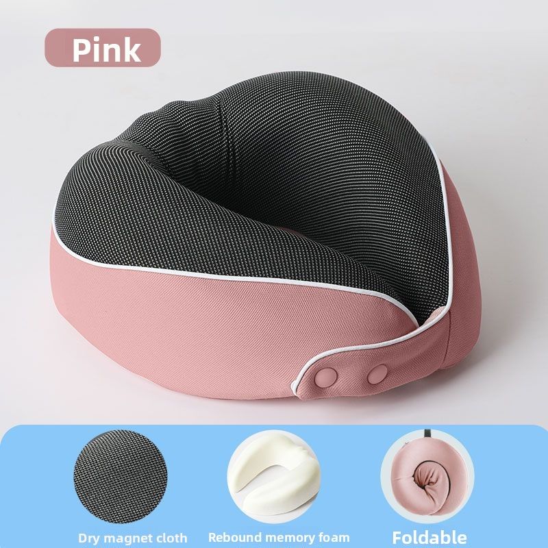 New Memory Foam U-Shaped Pillow Macaron Color Car Airplane, Magnetic Soft Neck Support, Essential For Business Trips And_voghion.com