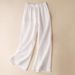 Pantaloni estivi a gamba larga da donna, sottili e traspiranti, con elastico in vita, larghi, pantaloni dritti con tasche_voghion.com