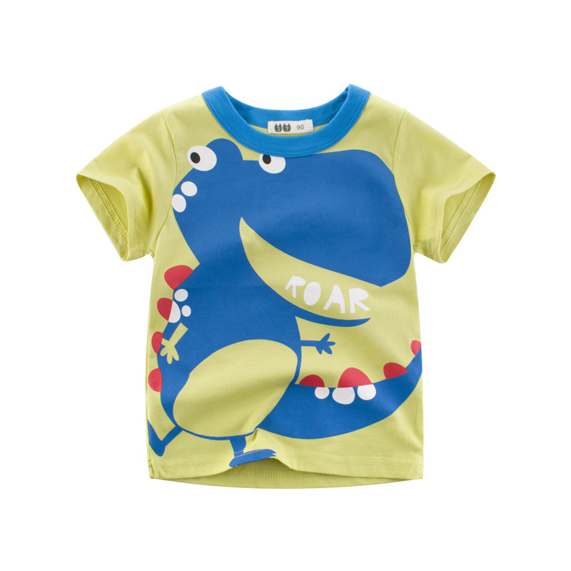 Ropa para niños Camiseta de verano nueva para niños, tops para niños pequeños y medianos, sudadera de manga corta con cuello redondo y dibujos animados para niños_voghion.com
