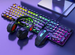 Wrangler Punk Mechanical Feel Teclado Headset com fio E-sports Gaming Desktop Laptop_voghion.com