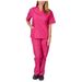 Vêtements pour femmes nouvelle couleur unie poche col en V uniforme de travail infirmier uniforme d'infirmière uniforme d'infirmière costume deux pièces femme_voghion.com