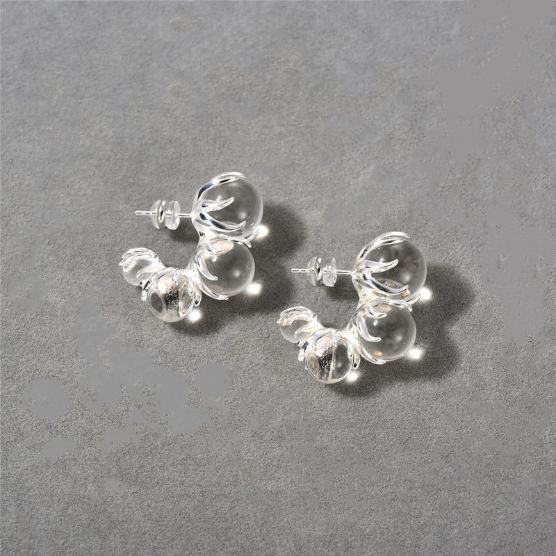 Eleganti orecchini a bottone in cristallo placcati in oro 18 carati con perni in argento S925, orecchini alla moda e alla moda._voghion.com