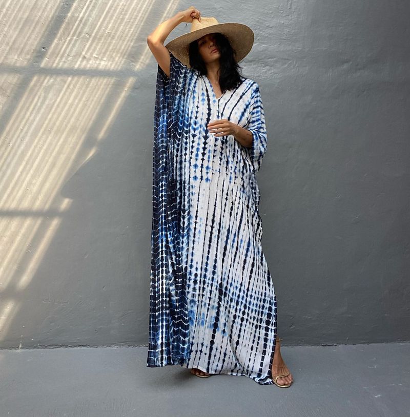 Strandkleid aus Viskose mit Blumenmuster für Damen_voghion.com
