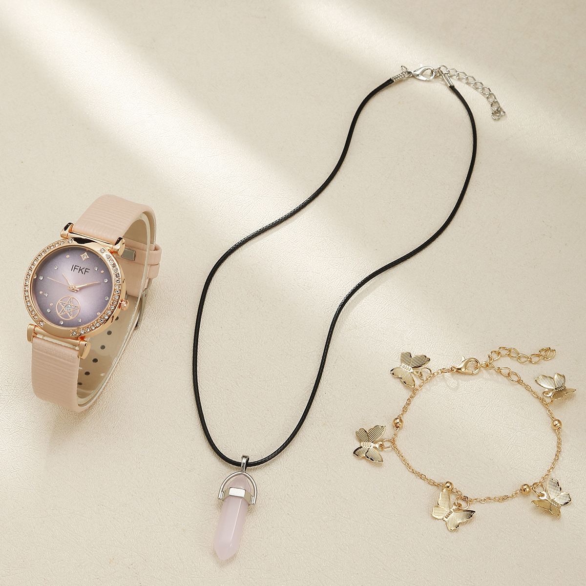 Naiste kellad Uue isiksuse lihtsa käevõru komplektiga moodne nišš vaba aja temperamendiga daamide vööga kvartskell_voghion.com