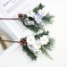 Weihnachts-Tannennadel-Schnittblumen-Simulation, grüne Pflanze, rote Beeren, Tannenzapfen, DIY, handgefertigte Dekorationen können verpackt werden_voghion.com