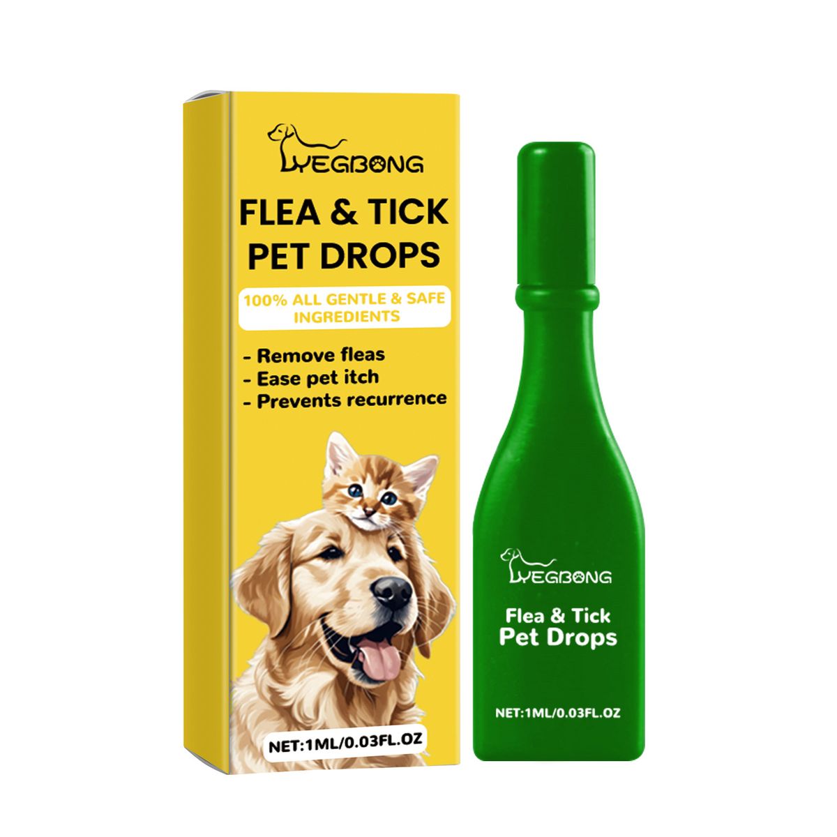YEGBONG Pet Extracorporeal Insect Repellent Drops, Cat And Dog Cleansing Extracorporeal Flea Lice Tick Skin Anti-Itching Care_voghion.com