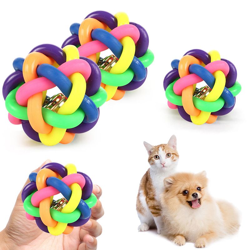 Buntes Glockenweben, traditionelles Freizeitspielzeug für kleine, mittlere und große Hunde in Regenbogenfarben_voghion.com