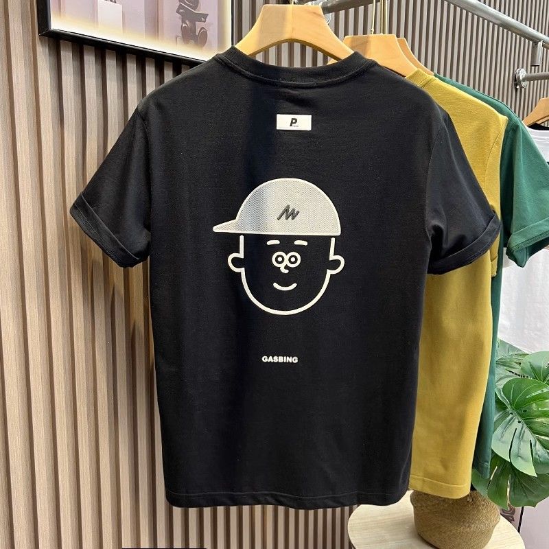 Men's Clothing Summer new short sleeved T shirt men's version of the fashion trend cartoon little boy print loose half sleeved top_voghion.com