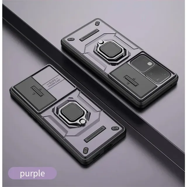 Vivo V30 Pro S18 armor telefoniümbrisele koos liugkaamera objektiivi kaitserõngaga magnetilise hoidiku kronsteini tagakaas_voghion.com