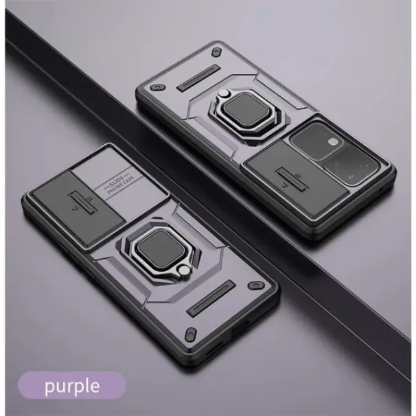 Vivo V30 Pro S18 armor telefoniümbrisele koos liugkaamera objektiivi kaitserõngaga magnetilise hoidiku kronsteini tagakaas_voghion.com