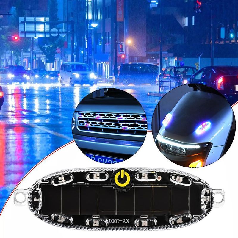 Motorfiets Elektrische Driewieler Waarschuwingsauto LED Knipperend Decoratief Licht, Zonne-energie Anti Achteruitrijlicht_voghion.com
