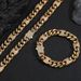 Hip Hop Street Rap Cuban Chain Pig Nose Micro Inlaid Zircon Texture Light Bracelet Necklace Set_voghion.com