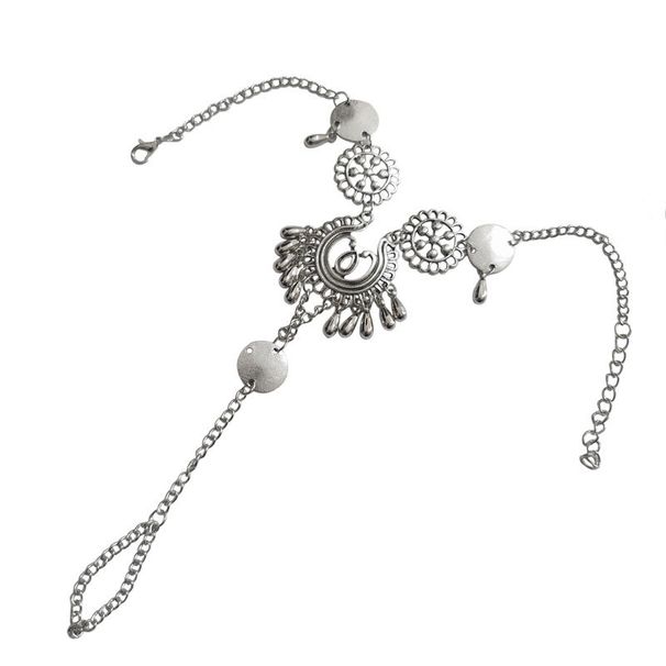 H0006 Ethno-Stil Schmuck Bohemian Hohl Wassertropfen Geschnitzt Fußkettchen Fuß Ornament_voghion.com