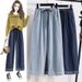 Denim Hyun Ya Style High Waisted Casual Straight Leg Pants With Loose Cuffs And Wide Legs, Large Size 9/8 Jeans, Female_voghion.com
