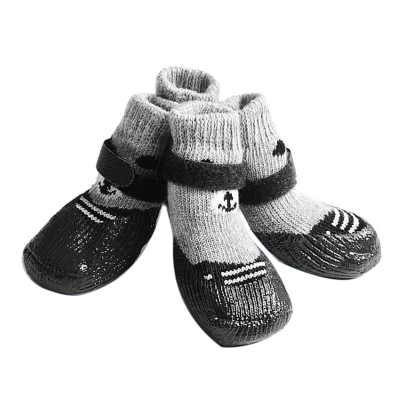 4Pcs/Set Outdoor Indoor Anti-slip Silicone Sole Pet Dog Puppy Cat Boots Socks_voghion.com