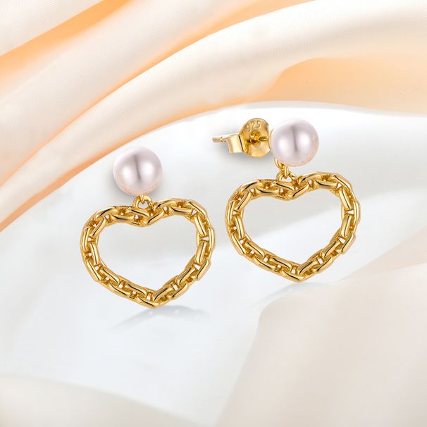 Collana con ciondolo e orecchini a gancio in argento Sterling placcato con oro 14 carati, due pezzi per donna_voghion.com