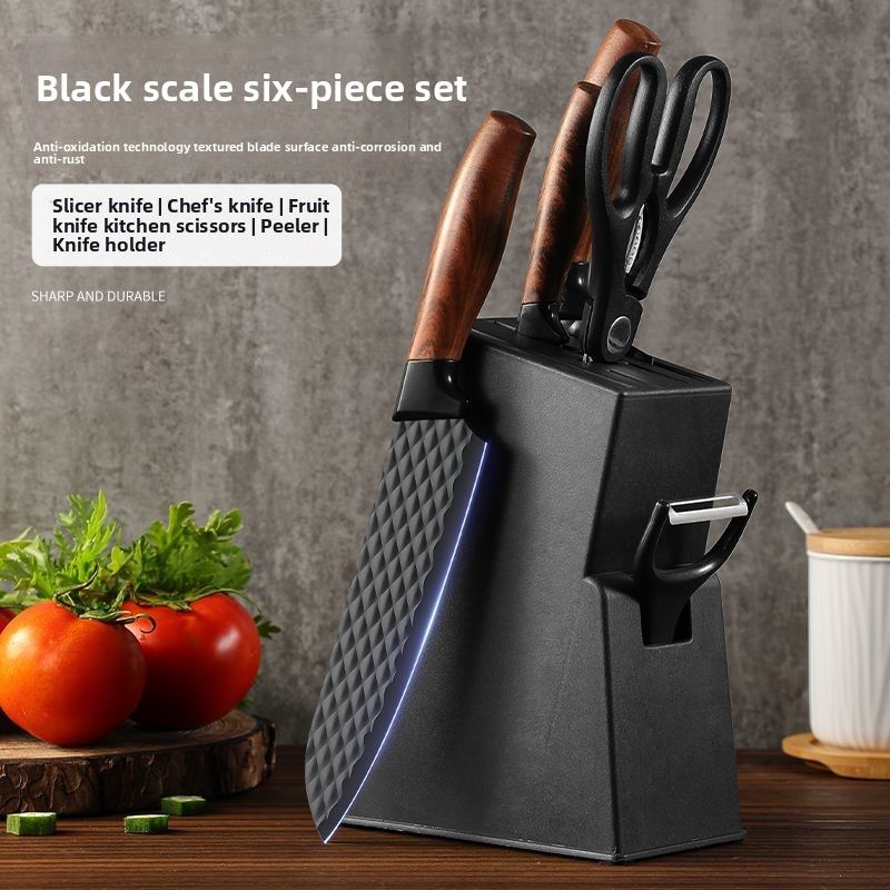 German Kitchen Set 6-Piece Combination Household High-End Vegetable Meat Knife Slicing Scissors Non-Stick_voghion.com