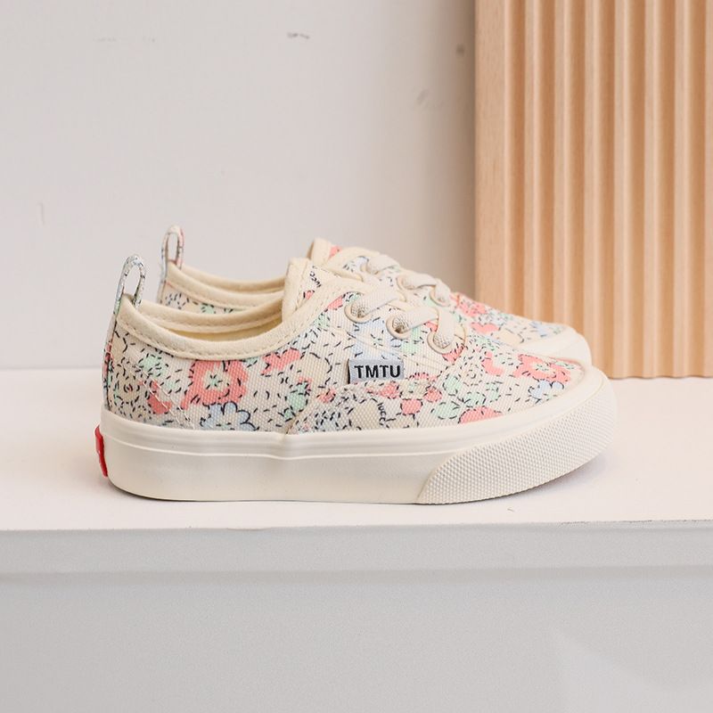Mutter & Kinder Kinder Segeltuchschuhe Mädchen weiße Schuhe 2024 Frühling Cartoon mittlere und große Kinder Slip-On Schuhe trendiger nationaler Trend_voghion.com