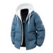 Men's Stylish Winter Hooded Jacket With Faux Layered Design, Lightweight Warm Polyester Puffer Coat Casual Streetwear (Black, Grey, Blue, Khaki)_voghion.com