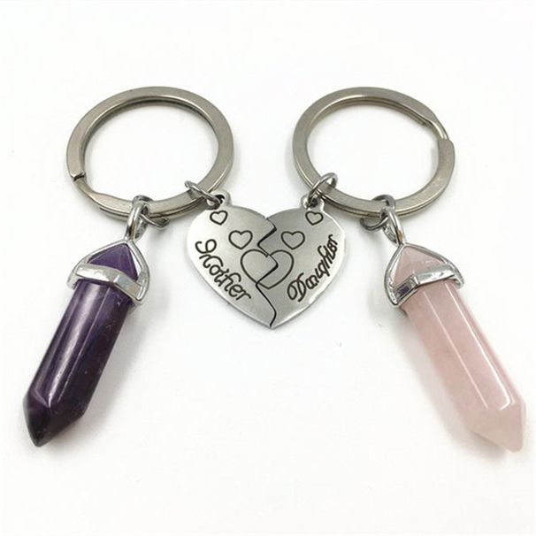 Necklaces Unisex 2-piece BFF keychain women's crystal broken heart pendant mother and daughter keychain_voghion.com